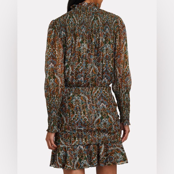 NWT VERONICA BEARD Armeria Paisley Floral Ruffle Mini Dress - Picture 4 of 12